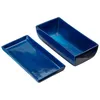 A dark blue ceramic planter with a matching tray, shown from a slightly elevated angle against a white background. Náhled obrázku produktu