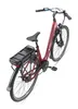A red electric bicycle is shown from a high angle on a white background. Produktbild-Vorschau