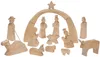 A wooden nativity scene with figures and animals. Produktbild-Vorschau