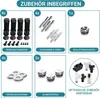 Collage of accessories for a radiator, with German text labels. Produktbild-Vorschau