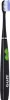 A black electric toothbrush with blue bristles and green accents on a white background. Náhled obrázku produktu