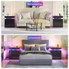 LVSOMT Nachttisch Schwarz mit RGB-Beleuchtung, integrierter Produktbild-Vorschau 7