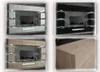 A collage of four images showcasing modern living room furniture units, including wall-mounted cabinets and entertainment centers, in different color schemes and finishes. Produktbild-Vorschau
