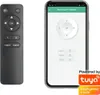 A remote control and a smartphone displaying a motorized TV solution app. Anteprima dell’immagine prodotto