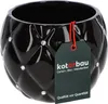 A black ceramic pot with diamond-shaped quilting and rhinestones, with a product tag attached. Produktbild-Vorschau