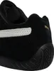 Close-up of the heel and side of a black Puma sneaker. Produktbild-Vorschau