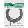A black cable is coiled inside a clear plastic packaging bag with branding and product information printed on it. Anteprima dell’immagine prodotto