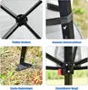 A collage of four close-up images showcasing different features of a pop-up gazebo. Produktbild-Vorschau