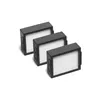 Three black and white HEPA filters are arranged diagonally against a white background. Produktbild-Vorschau