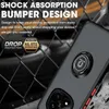 A close-up of a phone case with a ring holder, set against a dark, textured background with a chain-link fence. Produktbild-Vorschau