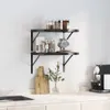 Nástěnné police 2 ks 50 x 40 cm černé nerezová ocel Náhled obrázku produktu 3