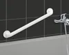 A white grab bar is mounted on a tiled wall above a bathtub, with a chrome faucet visible. Produktbild-Vorschau