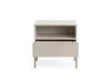 A modern nightstand with a fluted drawer front and metal legs, presented on a white background. Produktbild-Vorschau