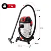 A wet and dry vacuum cleaner is shown against a white background with dimensions and weight indicated by text overlays. Náhľad obrázku produktu