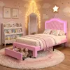 INONEFT Kinderbett Prinzessinnenbett 90x200 cm, Polsterbett Produktbild-Vorschau 3