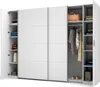 Velká šatní skříň 270 cm GIRADOT - bílá / stříbrné úchyty Náhled obrázku produktu 2