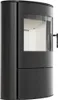 A black steel wood-burning stove is shown against a white background. Podgląd zdjęcia produktu