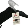 A stack of black hangers with a tag attached. Produktbild-Vorschau