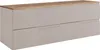 A product image of a beige and brown washbasin cabinet with a wooden top and four drawers, shown from a diagonal angle against a white background. Anteprima dell’immagine prodotto