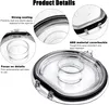 Close-up views and a main image of a clear plastic dustbin lid with a black rubber seal. Produktbild-Vorschau