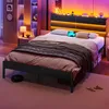 AODEMOKO Bett 140X190cm mit LED Beleuchtung, Metallbett mit Produktbild-Vorschau 1