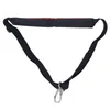 A black and orange shoulder strap with a metal clip, isolated on a white background. Náhled obrázku produktu