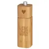 A wooden pepper mill with text and a heart design. Podgląd zdjęcia produktu