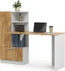 A modern desk with a cabinet and shelves, featuring a laptop and a coffee cup. Anteprima dell’immagine prodotto