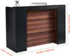 A reception desk with wooden front panels and black sides, shown with dimensions indicated. Anteprima dell’immagine prodotto