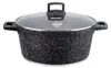 A black casserole pot with a granite coating and a glass lid is shown against a white background. Produktbild-Vorschau