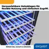 Interior view of a wine cooler with illuminated wooden shelves. Produktbild-Vorschau
