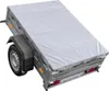 A small trailer covered with a gray tarp, shown from a three-quarter angle. Podgląd zdjęcia produktu