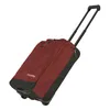 A red and black rolling suitcase is shown against a white background. Produktbild-Vorschau