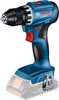 A blue and black Bosch Professional cordless drill with a silver chuck and red accents, attached to a partially outlined battery pack. Anteprima dell’immagine prodotto