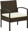 Gartenstuhl mit Kissen Poly Rattan Braun Produktbild-Vorschau 1