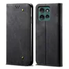 A black leather flip wallet case for a smartphone, shown from the front and back. Produktbild-Vorschau