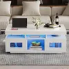 Tavolino Merax bianco lucido, 100x50x43cm, tavolino LED con Anteprima dell’immagine prodotto 12