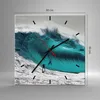 Wanduhr - Quadrat - Glasuhr - Surfen Welle Türkis - 30x30cm Produktbild-Vorschau 3