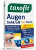 A product box for eye supplements, featuring a close-up of an eye and graphics representing day and night. Voir les images du produit