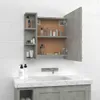 vidaXL Zrcadlová skříňka s LED Betonová šedá 70x16,5x60 cm Náhled obrázku produktu 3