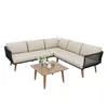 An outdoor sectional sofa set with a coffee table, presented on a white background. Anteprima dell’immagine prodotto