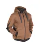 A brown hooded sweatshirt jacket with gray accents and drawstrings, shown against a white background. Anteprima dell’immagine prodotto