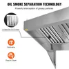 Close-up view of a commercial kitchen exhaust hood, highlighting its oil smoke separation technology and features like detachable and easy-to-clean oil mesh filters. Produktbild-Vorschau
