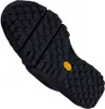 The sole of a black shoe is shown from a diagonal, underneath perspective. Produktbild-Vorschau