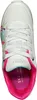 A top-down view of a white sneaker with colorful accents. Voir les images du produit