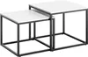 Two nesting square coffee tables with white tops and black metal frames, shown against a white background. Voir les images du produit