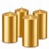 Kerze Stumpen 4er Packung Gold lackiert 80x50mm Produktbild-Vorschau 3