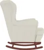 A side view of a cream-colored rocking chair with a wooden base. Náhled obrázku produktu