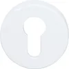 A white keyhole escutcheon plate with a glossy finish is shown against a white background. Produktbild-Vorschau