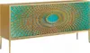 KAWOLA Sideboard LAGO 4 Türen Glas grün Fuß Edelstahl Produktbild-Vorschau 1